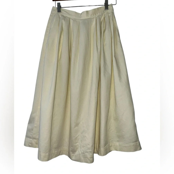 Vtg Eagle’s eye yellow button down maxi pleated skirt with pockets sz 10 - Picture 2 of 4